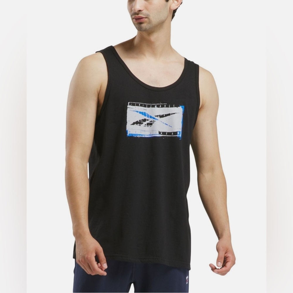 Reebok Men's Black Cotton Active Performance Tank with Blue & Gray  Logo XL NWT